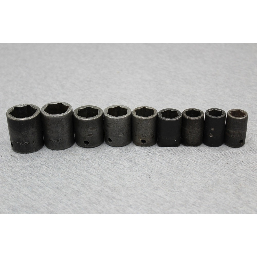 Snap-on Sockets 9pc Black 1/2" Drive Impact SAE Shallow 6-Point Set 1"-9/16"